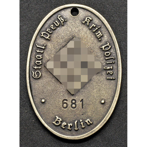 Erkennungsmarke Der Staatliche Preussicher Polizei