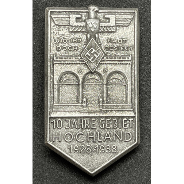 Abzeichen zum 10-jährigen Jubiläum der Hitlerjugend im Hochland 1928-1938