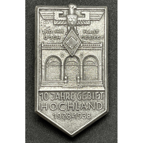 Badge for the 10th anniversary of the Hitlerjugend in Hochland 1928-1938 2