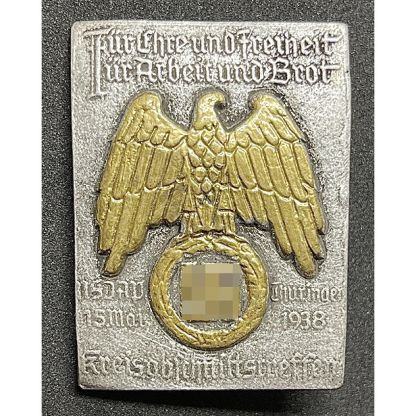 NSDAP Abzeichen  - Kreisabschnittstreffen Thüringen 5. Mai 1938 "Für Ehre und Freiheit - Für Arbeit und Brot"