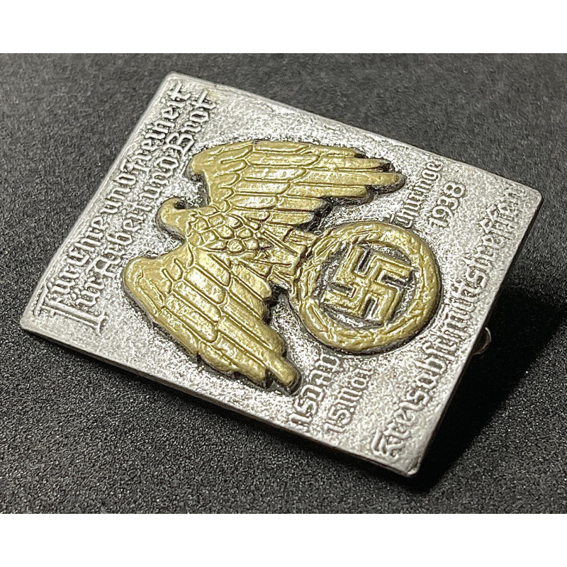 NSDAP Badge - District Section Meeting in Thuringia May 5, 1938 "For honor and freedom - For work and bread"