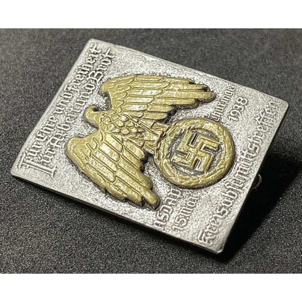 NSDAP Badge - District Section Meeting in Thuringia May 5, 1938 "For honor and freedom - For work and bread"