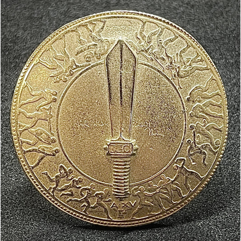 Schild des Duce - Goldversion für Italiener im Ausland (mit Ring)