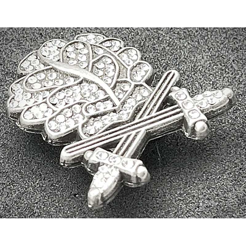 Accessorio per Nastro - Foglie di Quercia d'Argento con Spade e Diamanti