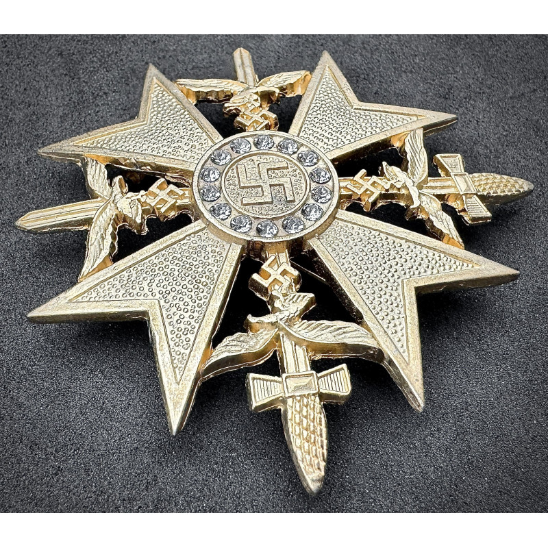 Spanish Cross in Gold with Swords and Diamonds