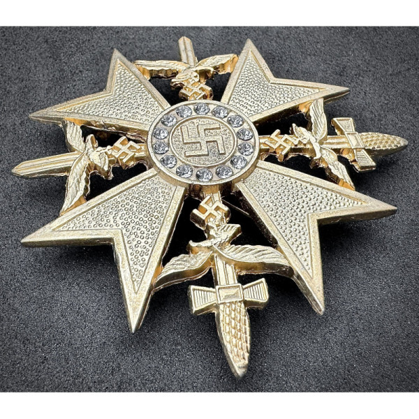 Spanish Cross in Gold with Swords and Diamonds