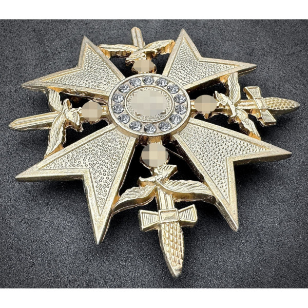 Spanish Cross in Gold with Swords and Diamonds