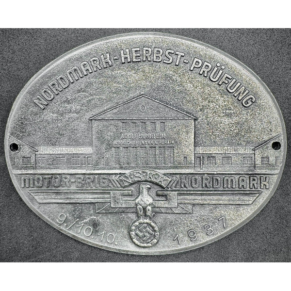 Placca del NSKK per partecipanti del Test autunnale Nordmark 1937