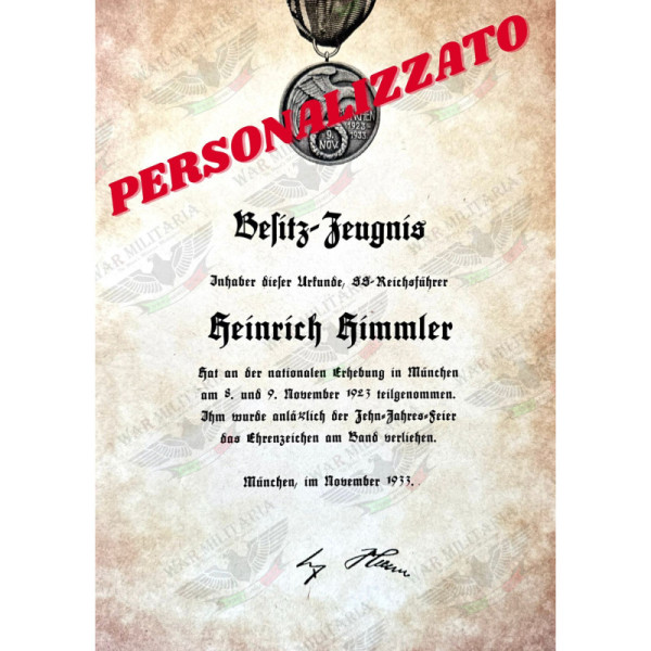 Lettera di Assegnazione dell'Ordine del Sangue