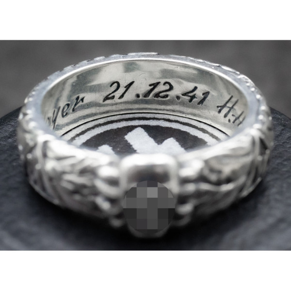 •Argento 925• SS-Ehrenring (Totenkopfring) di Kurt "Panzer" Meyer