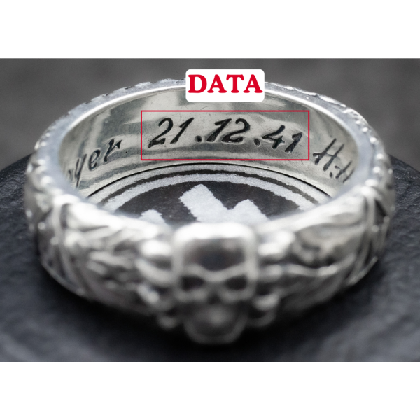 - Argento 925• SS-Ehrenring (Totenkopfring) - PERSONALIZZATO