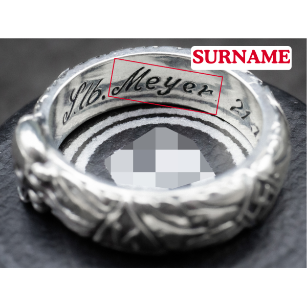 - Argento 925• SS-Ehrenring (Totenkopfring) - PERSONALIZZATO