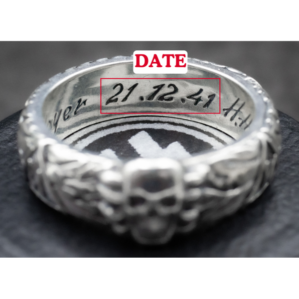 - 925 Silber• SS-Ehrenring (Totenkopfring) - MASSGESCHNEIDERT