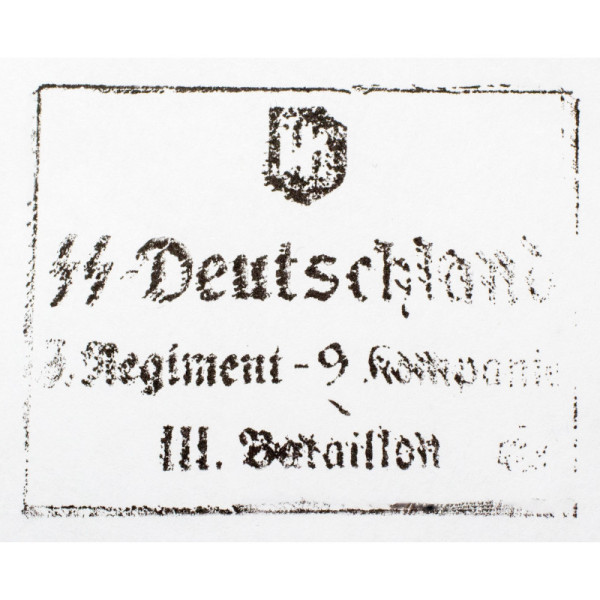 Stamp - SS-Deutschland 3. Regiment - 9. Kompanie - III. Bataillon