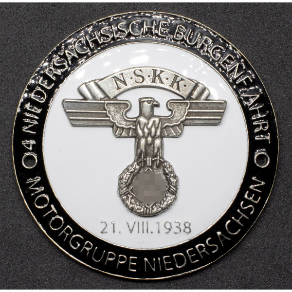 NSKK Plakette - "Motorgruppe Niedersachsen 4." Niedersächsische Burgenfahrt 21.8.1938 2