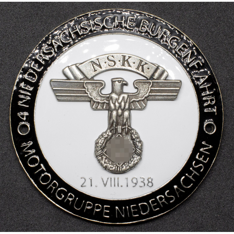 NSKK plaque - "Motor Group Lower Saxony 4." Lower Saxony Castle Tour, August 21, 1938