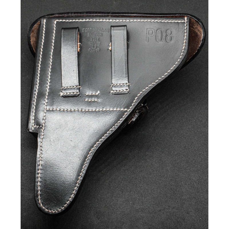 Luger P08 Pistolenholster – Hard Shell, schwarzes Leder