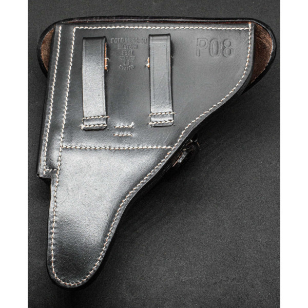 Luger P08 Holster – Hard Shell Black Leather