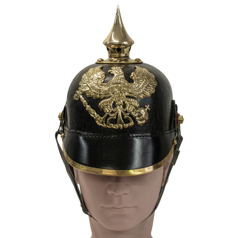 Preussische Pickelhaube WW1 aus schwarzem Leder