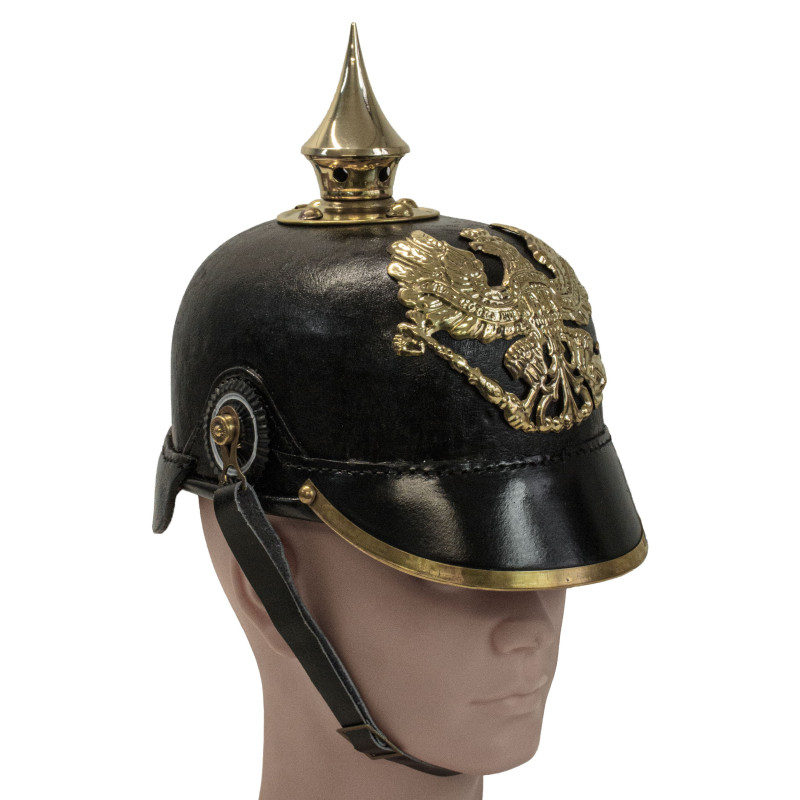 Preussische Pickelhaube WW1 aus schwarzem Leder