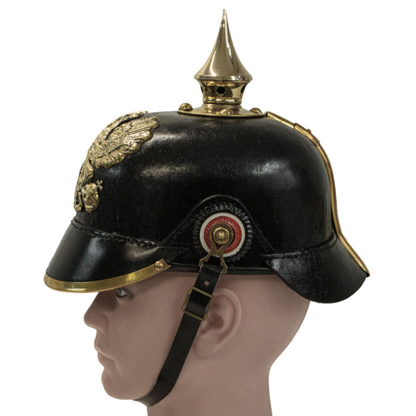 Pickelhaube Prussiano WW1 in Cuoio Nero